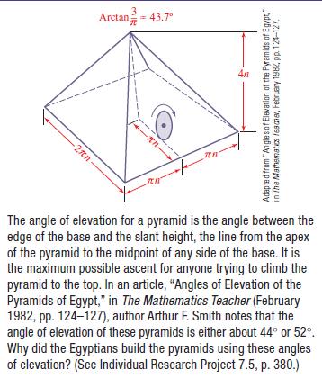 -2n Arctan = 43,7 11 12/2 4n Adapted from "Angles of Elevation of the Pyramids of Egypt," in The Mathematics