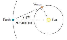 Earth 47 92,900,000 Venus Sun