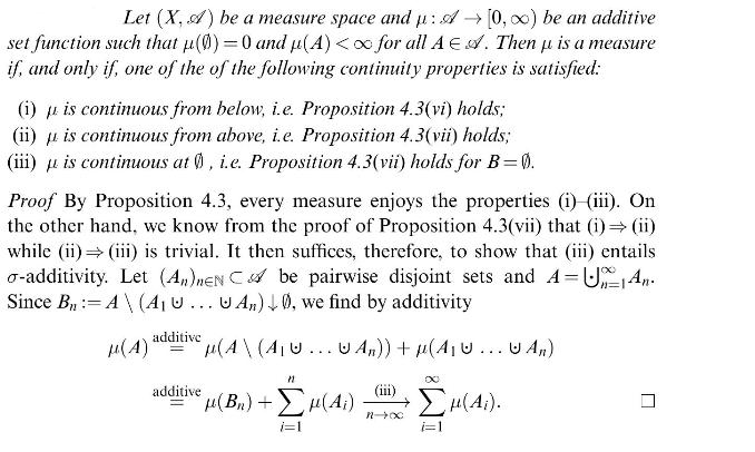 Let (X, A) be a measure space and u: A [0, ) be an additive set function such that (0) = 0 and (A)