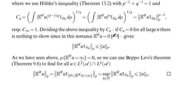 where we use Hlder's inequality (Theorem 13.2) with p+q = 1 and 1/q * Eu (P-1)/41 (s, d) / = (  \E u1 G., du)