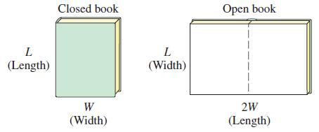 L (Length) Closed book W (Width) L (Width) Open book 2W (Length)