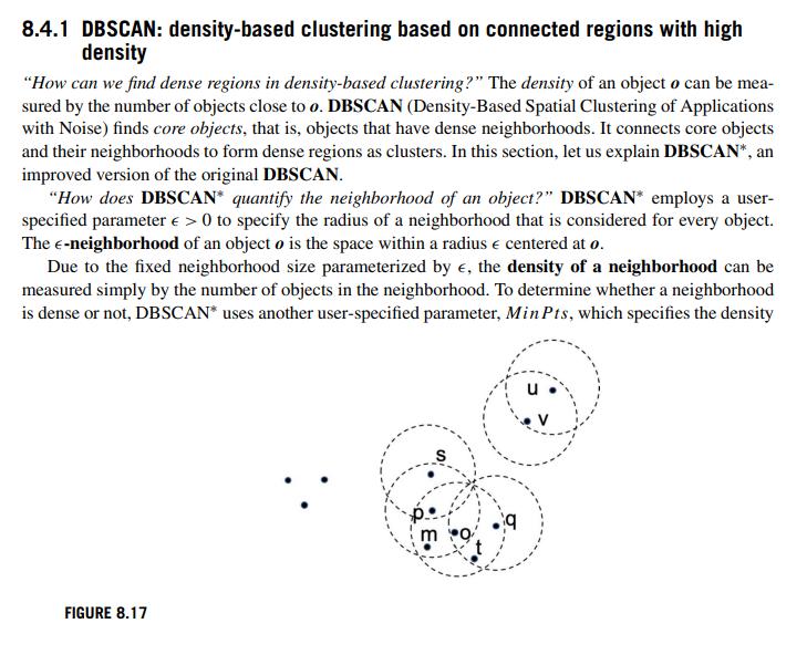 8.4.1 DBSCAN: density-based clustering based on connected regions with high density "How can we find dense