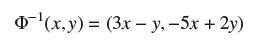 (x, y) = (3x-y, -5x + 2y)