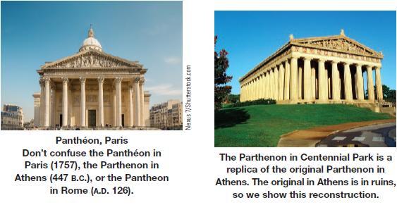 Panthon, Paris Don't confuse the Panthon in Paris (1757), the Parthenon in Athens (447 B.C.), or the Pantheon