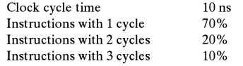 Clock cycle time Instructions with 1 cycle Instructions with 2 cycles Instructions with 3 cycles 10 ns 70%