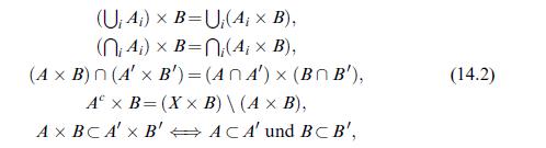 (U4) x B=U(A  B), (NA) x B=n(A  B), (A x B) n (A' x B') = (ANA') x (BnB'), A x B= (X x B) \ (A x B), AXBCA'