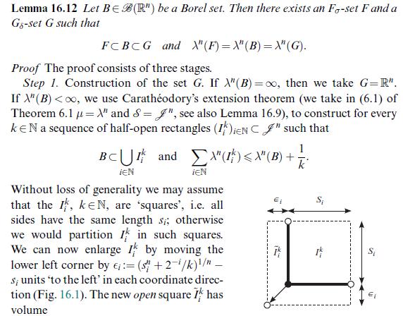 Lemma 16.12 Let BE B(R") be a Borel set. Then there exists an Fo-set F and a Gs-set G such that FCBCG and X"