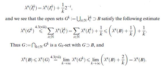 X" (T})= X" ( 1 ) +; k and we see that the open sets G: UENIB satisfy the following estimate 4.3(viii) 1 1