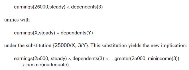 earnings (25000,steady) dependents (3) unifies with earnings (X, steady) dependents(Y) under the substitution