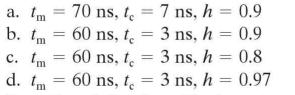 70 ns, t = 7 ns, h = 0.9 60 ns, t = 3 ns, h= 0.9 = 3 ns, h= 0.8 c. tm = 60 ns, te 60 ns, t d. tm 60 ns, t = 3
