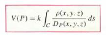 V(P) = k fi Sc p(x, y, z) Dp(x, y, z) ds