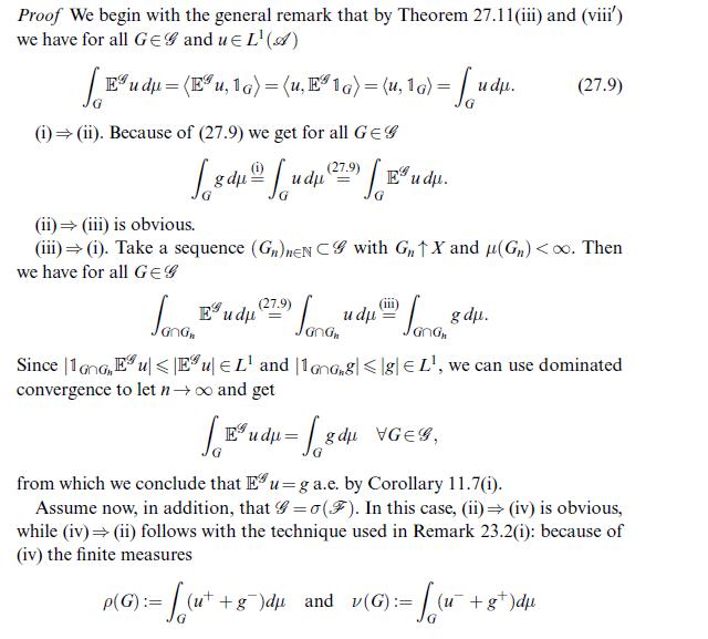 Proof We begin with the general remark that by Theorem 27.11(iii) and (viii') we have for all GE and uL(A) =