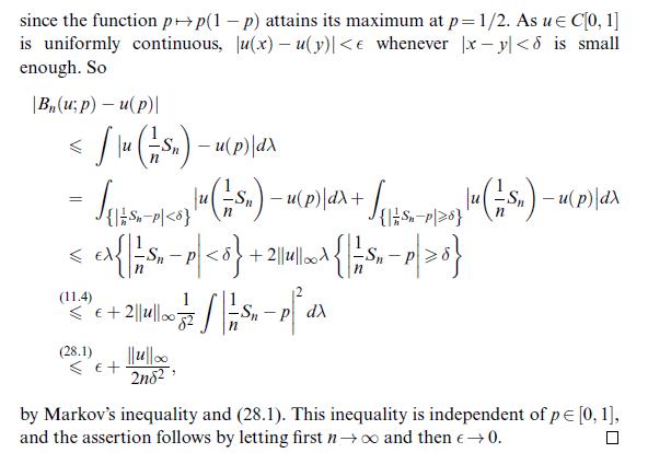 since the function p-p(1-p) attains its maximum at p=1/2. As u  C[0, 1] is uniformly continuous, u(x) - u(y) |