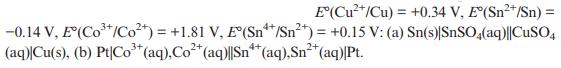 E' (Cu*/Cu) = +0.34 V, E(Sn*/Sn) = -0.14 V, E(Co*/Co) = +1.81 V, E(Sn/Sn+) = +0.15 V: (a)