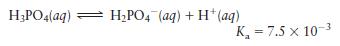 H3PO4(aq)  HPO4 (aq) + H+ (aq) K=7.5 x 10-3