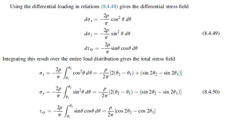 Using the differential loading in relations (8.4.48) gives the differential stress field 2p  2p TT 2p T