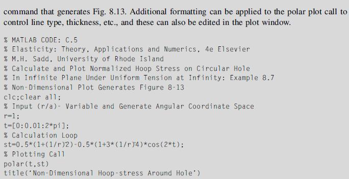 command that generates Fig. 8.13. Additional formatting can be applied to the polar plot call to control line