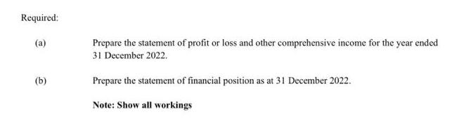 Required: (a)  Prepare the statement of profit or loss and other comprehensive income for the year ended 31