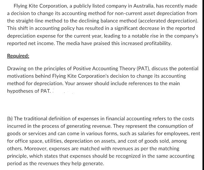 Flying Kite Corporation, a publicly listed company in Australia, has recently made a decision to change its