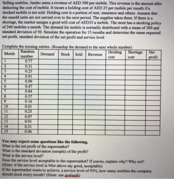Selling mobiles, Jumbo earns a revenue of AED 500 per mobile. This revenue is the amount after deducting the