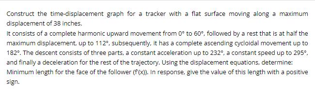 Construct the time-displacement graph for a tracker with a flat surface moving along a maximum displacement