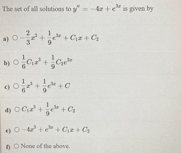 The set of all solutions to y