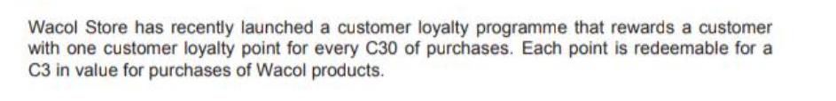 Wacol Store has recently launched a customer loyalty programme that rewards a customer with one customer
