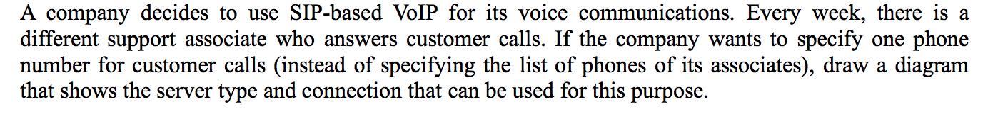 A company decides to use SIP-based VoIP for its voice communications. Every week, there is a different