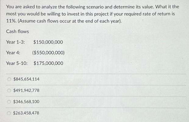 You are asked to analyze the following scenario and determine its value. What it the most you would be