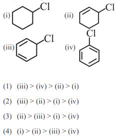 (i) (iii) CI (iv) (1) (iii) > (iv) > (ii) > (i) (2) (iii) > (ii) > (i) > (iv) (3) (ii) > (iii) > (i) > (iv)