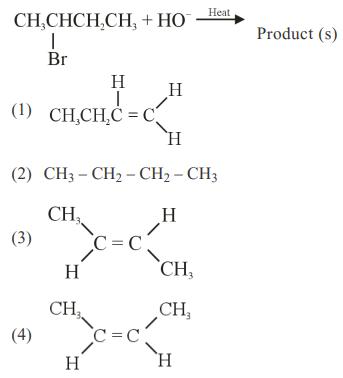 CH,CHCHCH + HO I Br H I (1) CH,CHC=C (3) H (2) CH3 - CH - CH - CH3 CH H (4) H CH H C=C H C=C CH CH Heat H
