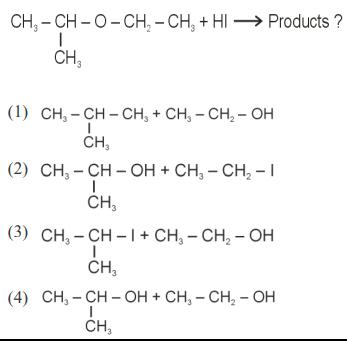 CH, CH-O-CH - CH + HI Products? CHI-CH-C CH (1) CH, CH-CH + CH - CH-OH I CH, (2) CH-CH-OH + CH - CH - 1 I CH