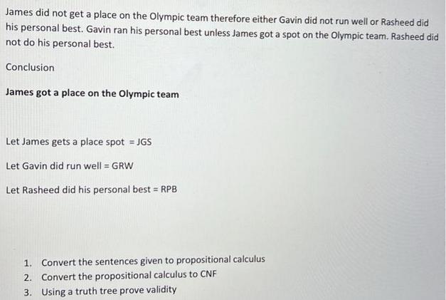James did not get a place on the Olympic team therefore either Gavin did not run well or Rasheed did his