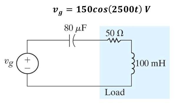 vg +1 Vg 150cos (2500t) V = 80 F  50  Load 100 mH