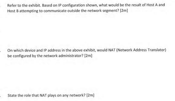 Refer to the exhibit. Based on IP configuration shown, what would be the result of Host A and Host B