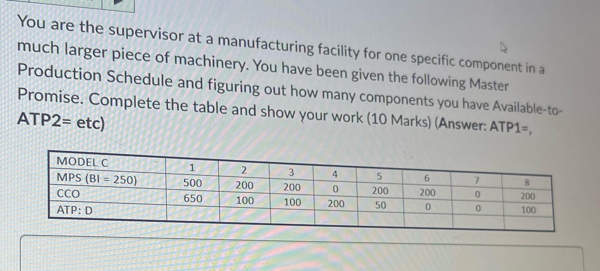 You are the supervisor at a manufacturing facility for one specific component in a much larger piece of