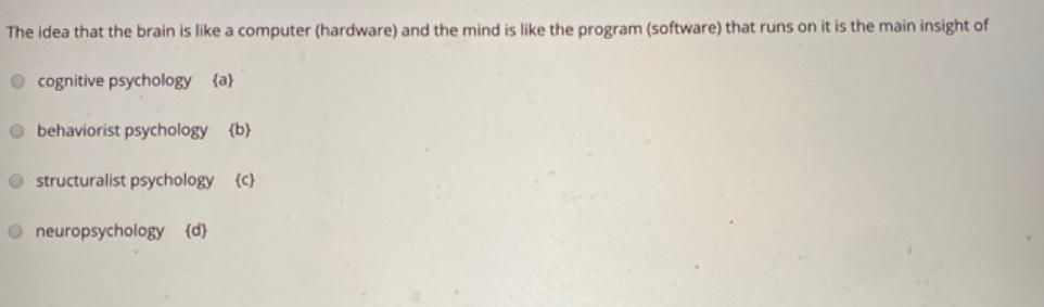 The idea that the brain is like a computer (hardware) and the mind is like the program (software) that runs