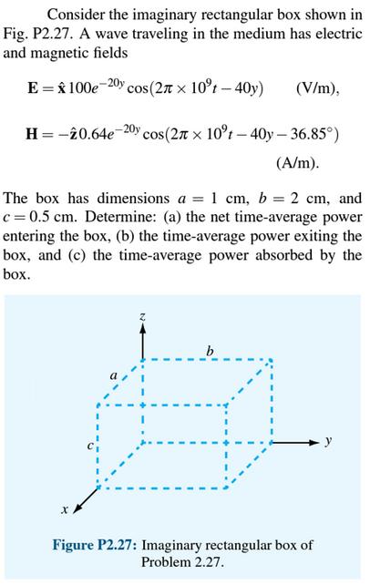 Consider the imaginary rectangular box shown in Fig. P2.27. A wave traveling in the medium has electric and