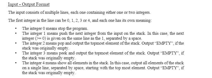 Input - Output Format The input consists of multiple lines, each one containing either one or two integers.