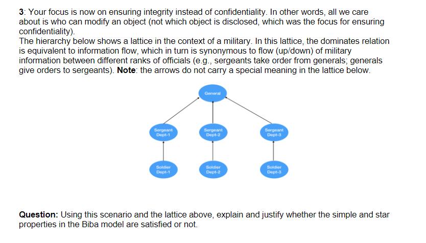 3: Your focus is now on ensuring integrity instead of confidentiality. In other words, all we care about is