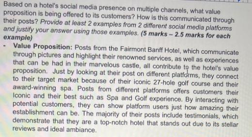 Based on a hotel's social media presence on multiple channels, what value proposition is being offered to its