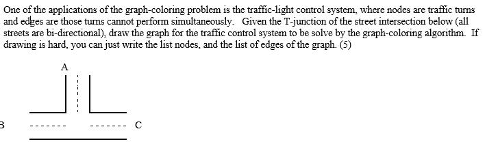 One of the applications of the graph-coloring problem is the traffic-light control system, where nodes are