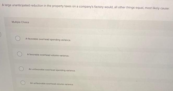 A large unanticipated reduction in the property taxes on a company's factory would, all other things equal,