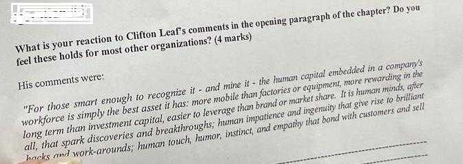 What is your reaction to Clifton Leaf's comments in the opening paragraph of the chapter? Do you feel these