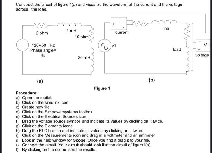 Construct the circuit of figure 1(a) and visualize the waveform of the current and the voltage across the