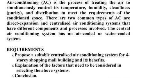Air-conditioning (AC) is the process of treating the air to simultaneously control its temperature, humidity,