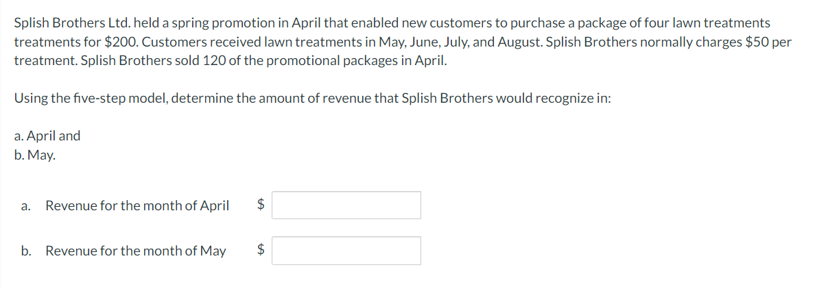 Splish Brothers Ltd. held a spring promotion in April that enabled new customers to purchase a package of
