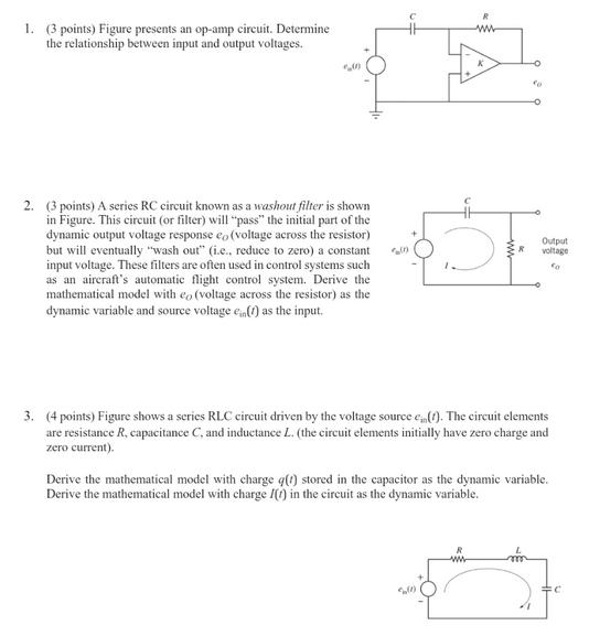 1. (3 points) Figure presents an op-amp circuit. Determine the relationship between input and output