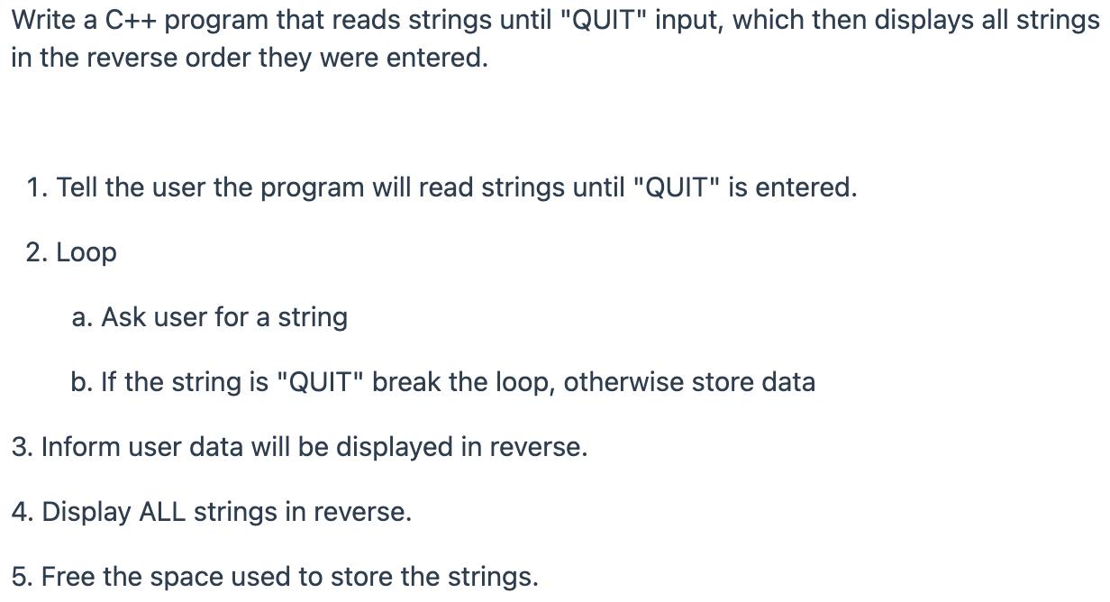 Write a C++ program that reads strings until 