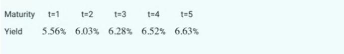 Maturity t=1 t=2 t=3 t=4 t=5 Yield 5.56% 6.03% 6.28% 6.52% 6.63%